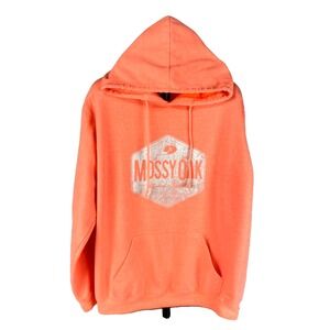 Mossy Oak Hoodie Mens XL Sweatshirt Salmon Orange Neon Day Glow Pullover Sweater